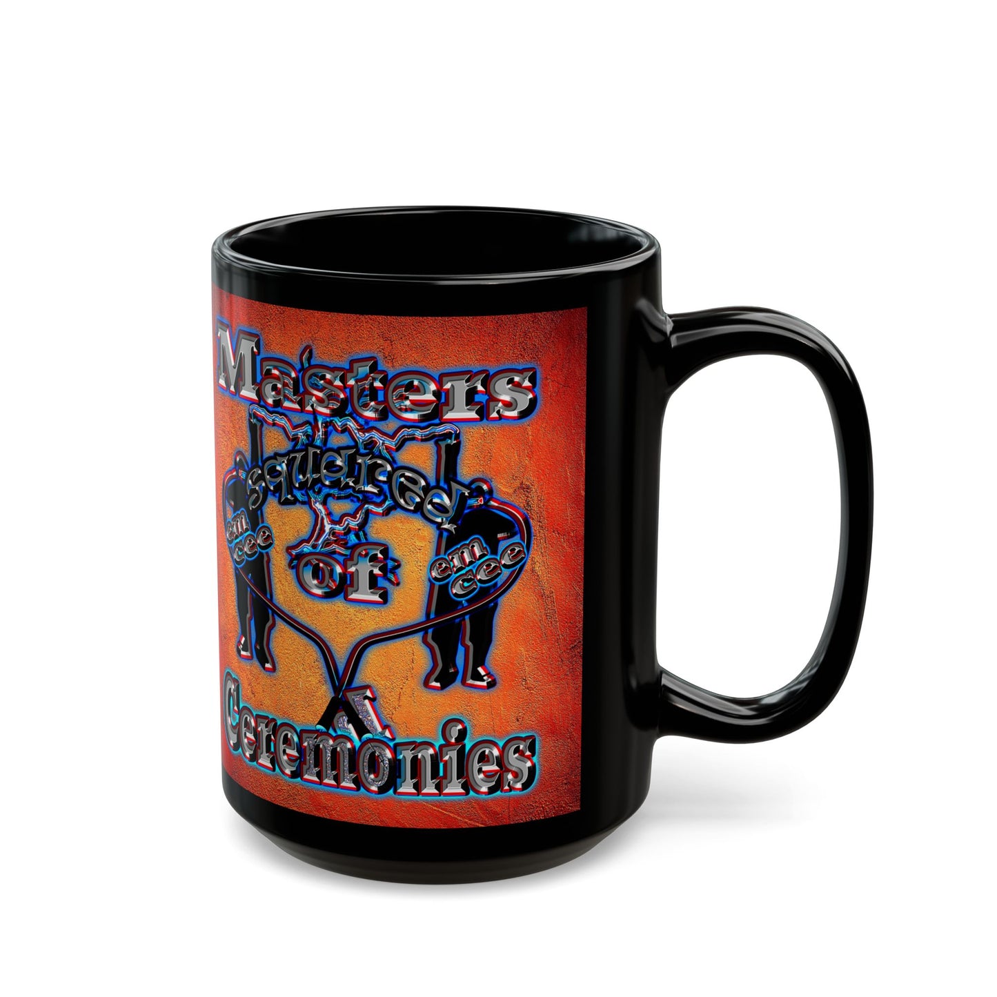 em cee squared - Black Mug (burnt orange)