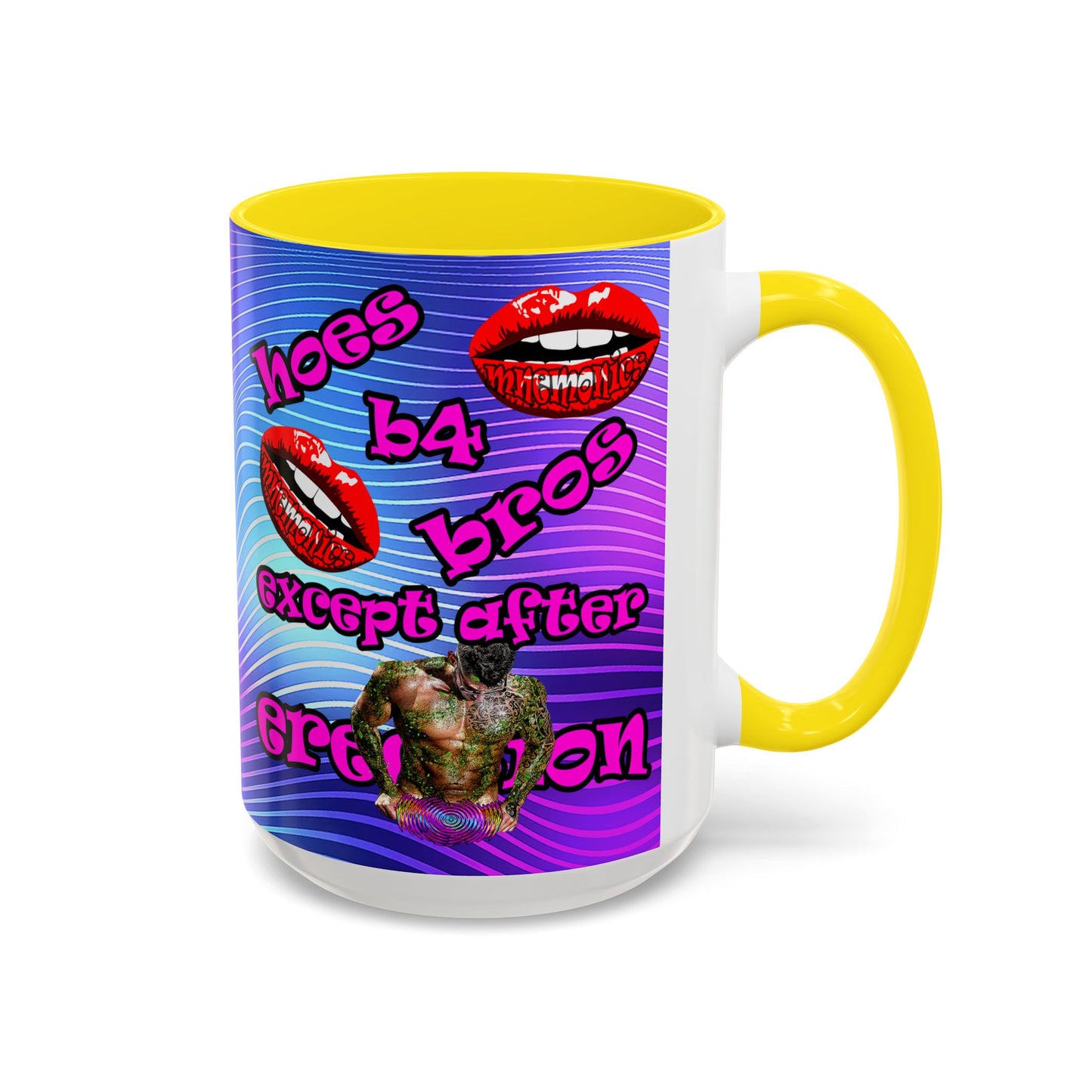 hoes b4 bros - Accent Mug (purple wave)