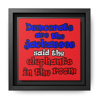 donkeys and elephants - framed canvas art (red)