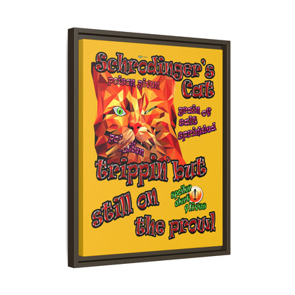 schrodinger's cat - framed canvas art (yellow)