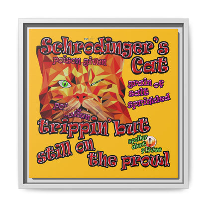 schrodinger's cat - framed canvas art (yellow)