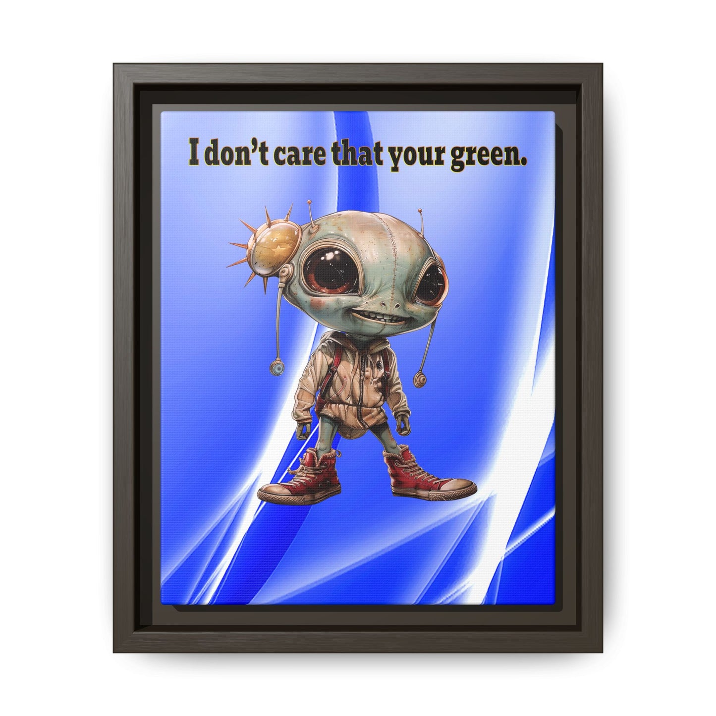 I don't care that your green - framed canvas art (blue-white wave)