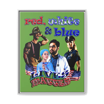 rw&b lives matter - framed canvas art (green)