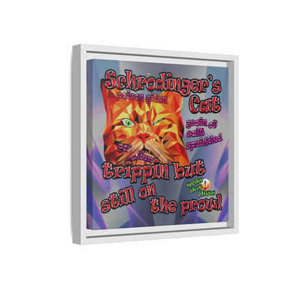 schrodinger's cat - framed canvas art (grey-pink wave)