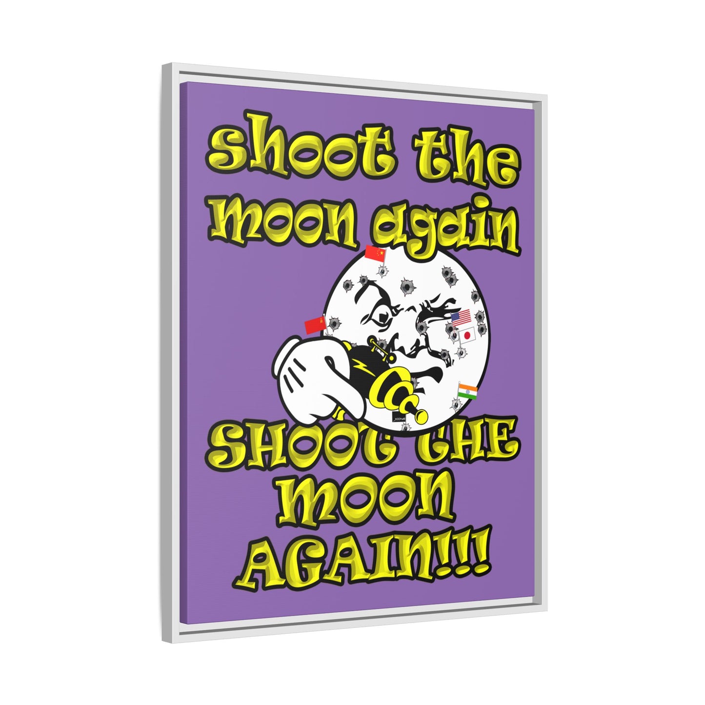 shoot the moon again - framed canvas art (light purple)