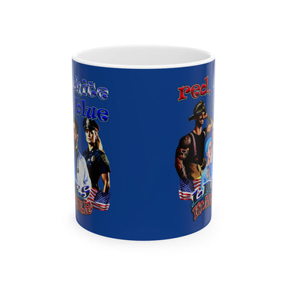 rw&b lives matter - White Mug (dark blue)