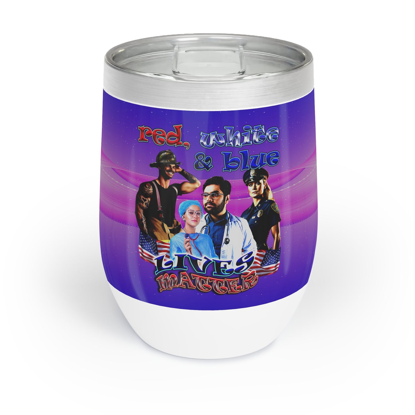 rw&b lives matter - Chill Wine Tumbler (purple-pink wave)