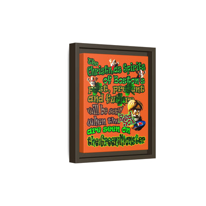 christmas spirits of boston - framed canvas art (orange)