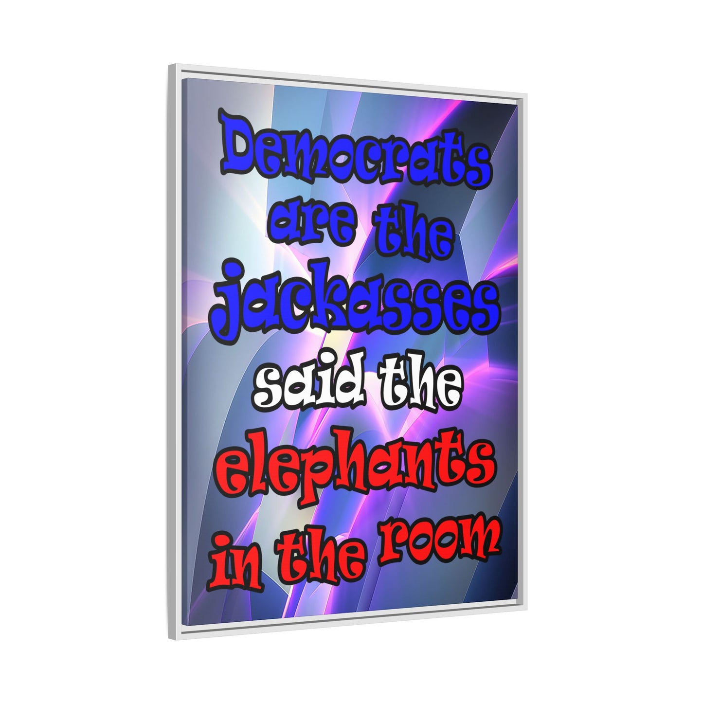 donkeys and elephants - framed canvas art (grey-pink wave)