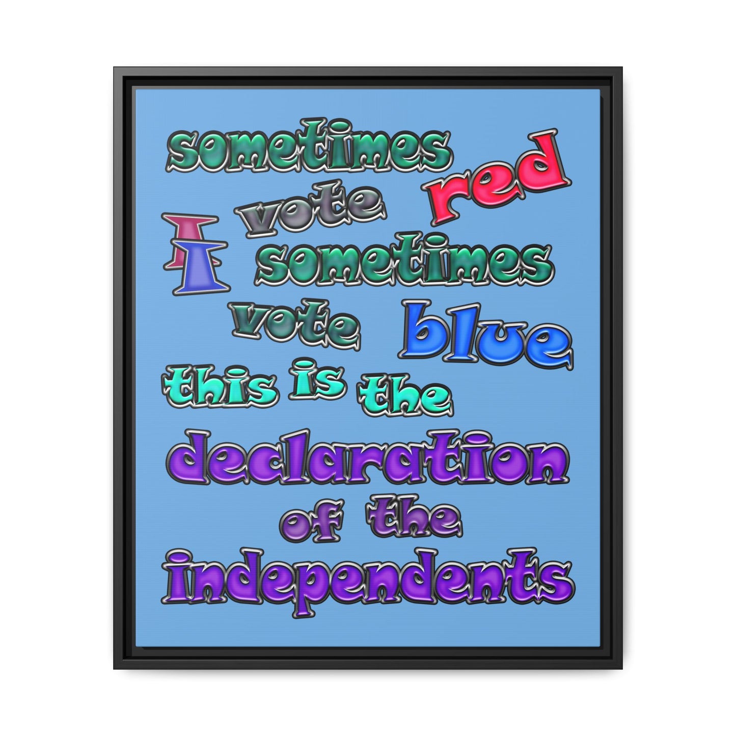 declaration of the independents - framed canvas art (light blue)