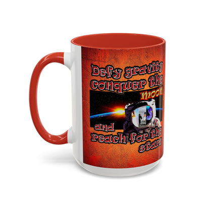 defy conquer reach - Accent Mug (burnt orange)