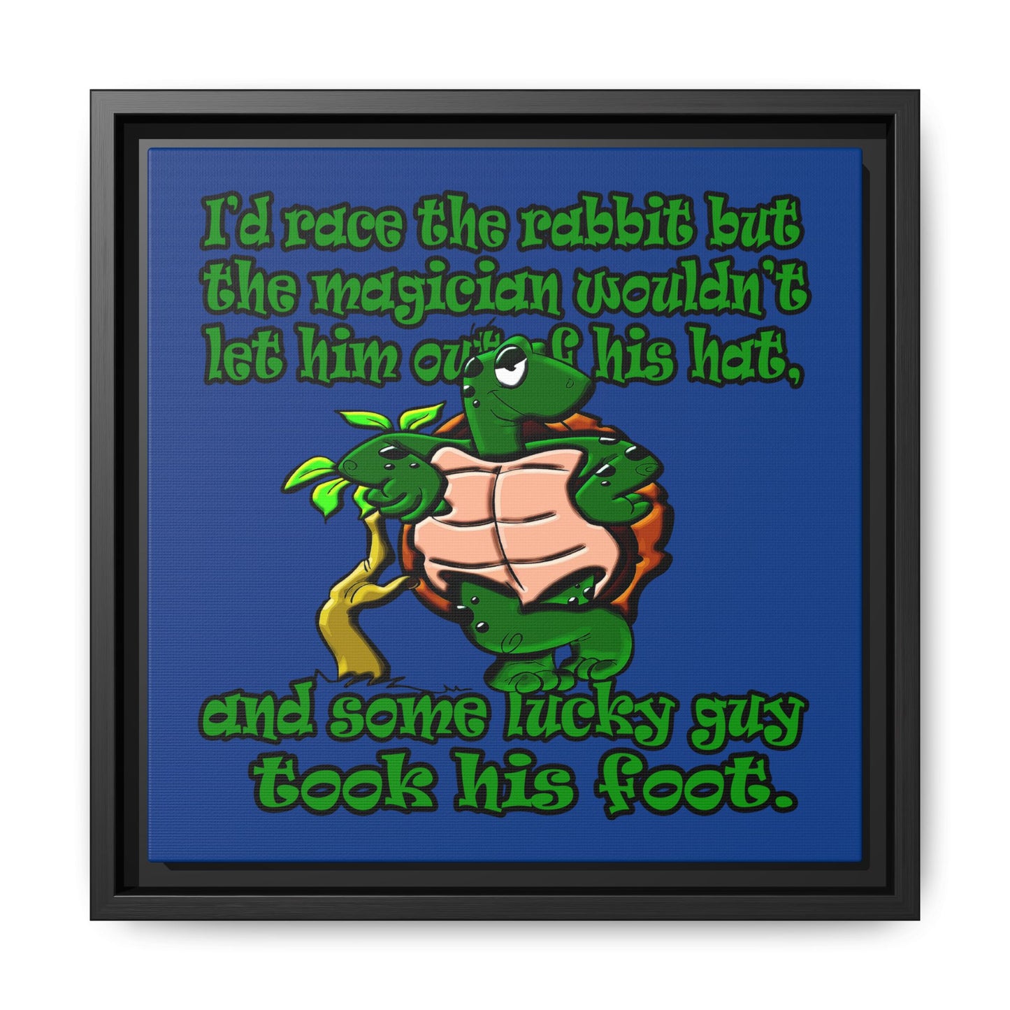 turtle race - framed canvas art (dark blue)