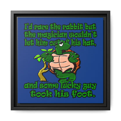 turtle race - framed canvas art (dark blue)
