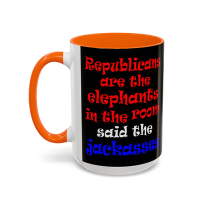 donkeys and elephants - Accent Mug (black)