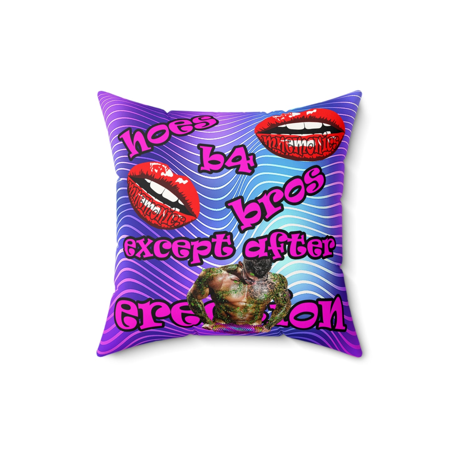hoes b4 bros - Faux Suede Square Pillow - (purple wave)