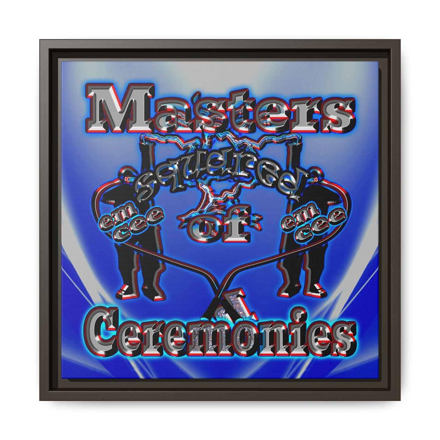 em cee squared - framed canvas art (blue-white wave)