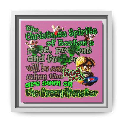 christmas spirits of boston - framed canvas art (light pink)