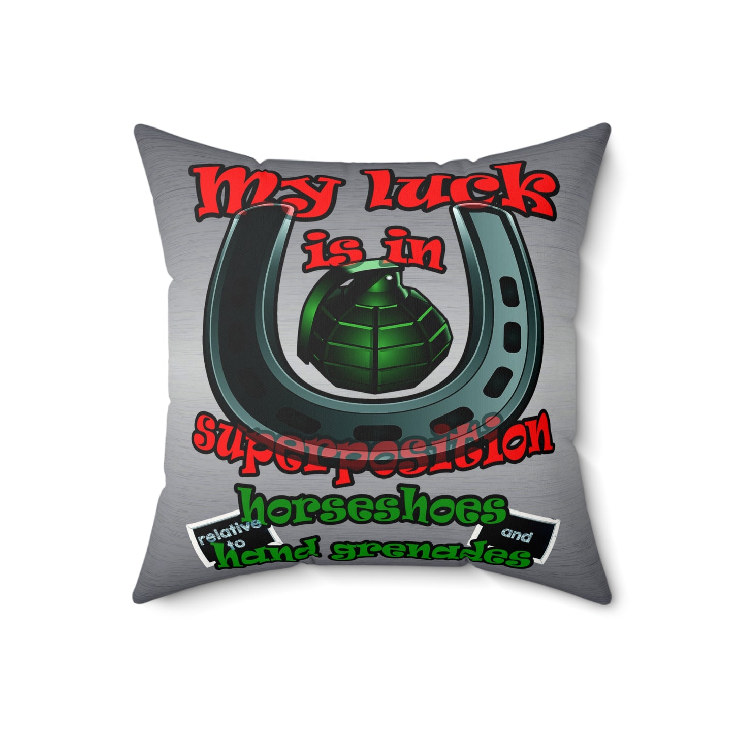 my luck - Faux Suede Square Pillow - (brushed nickel)