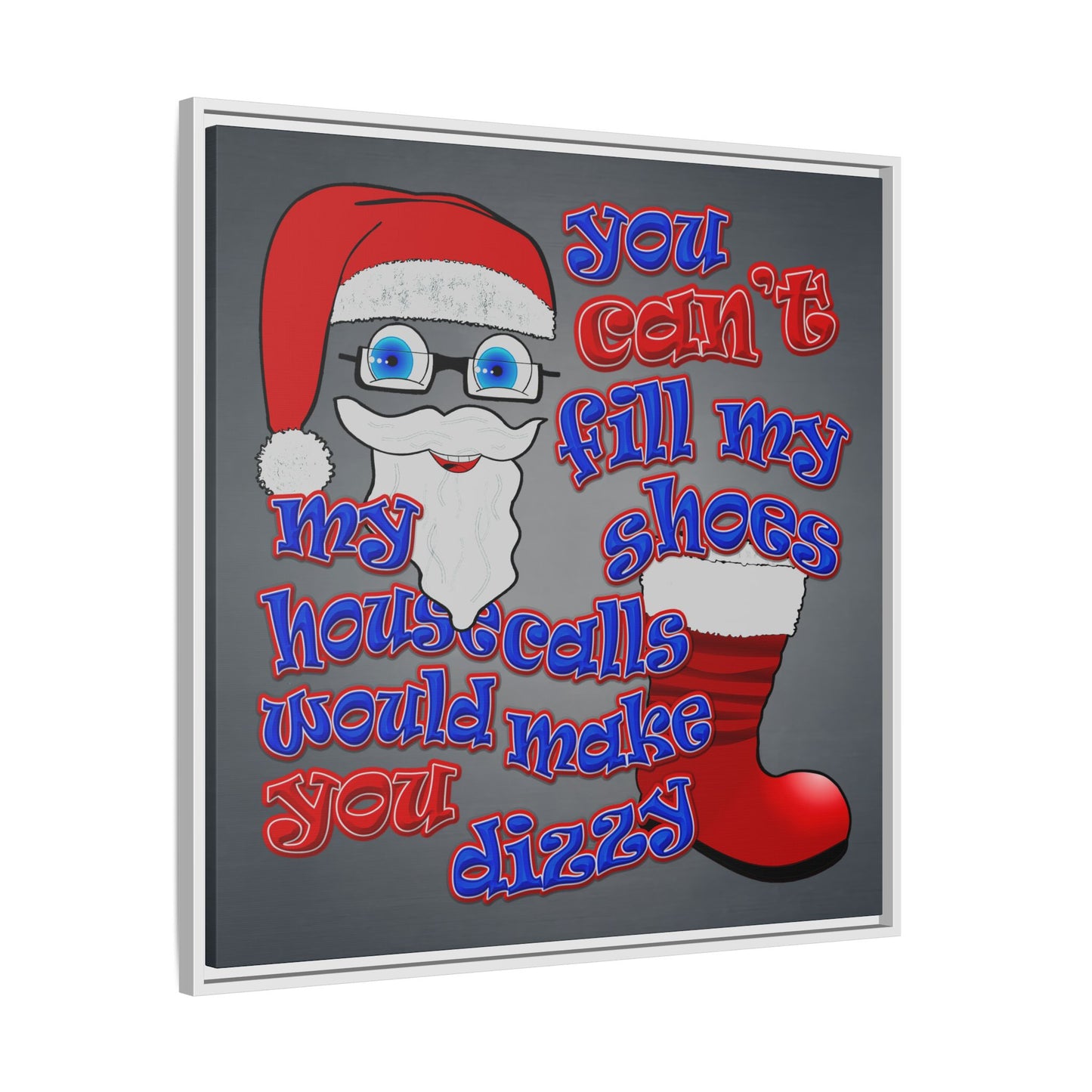 santa's shoes - framed canvas art (grey-light grey)