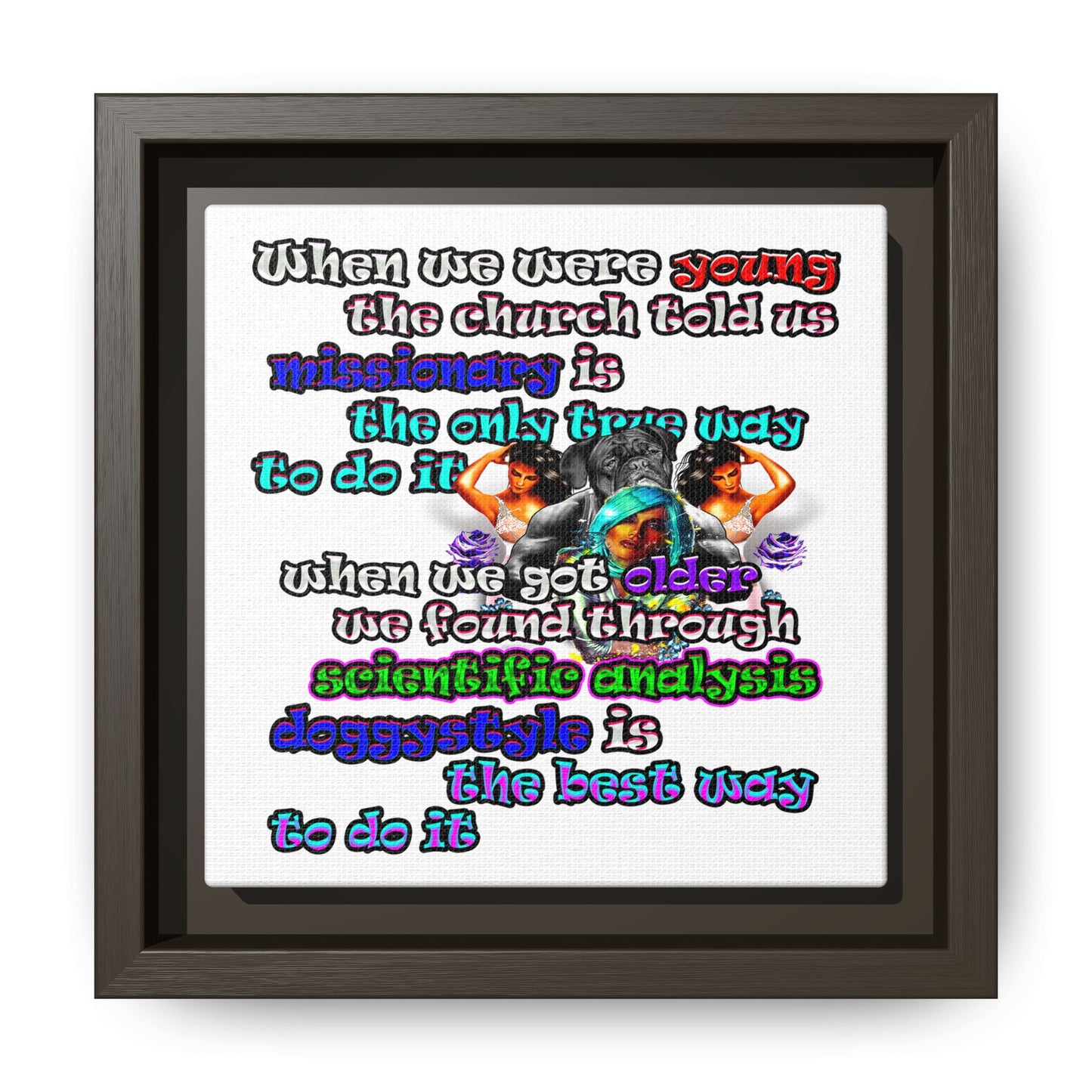 doggystyle - framed canvas art (white)