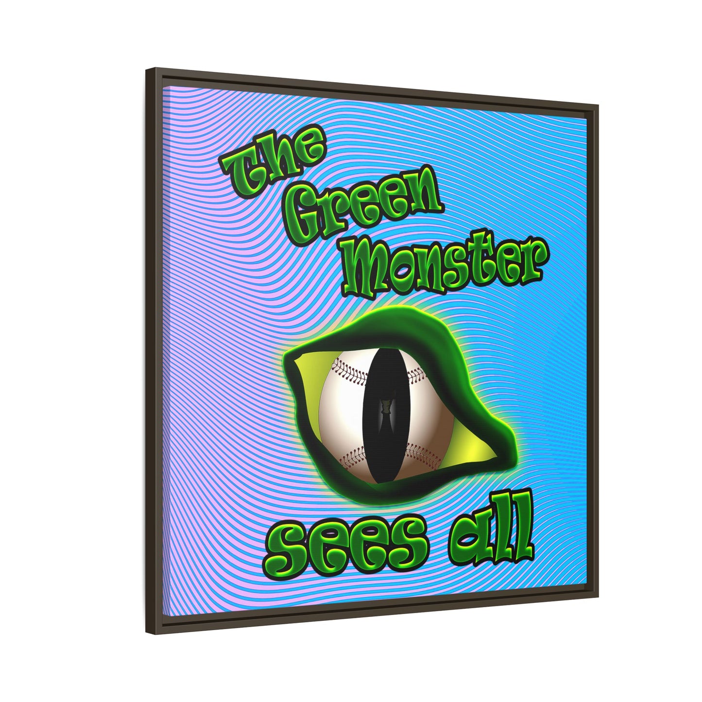 green monster - framed canvas art (light blue-purple wave)