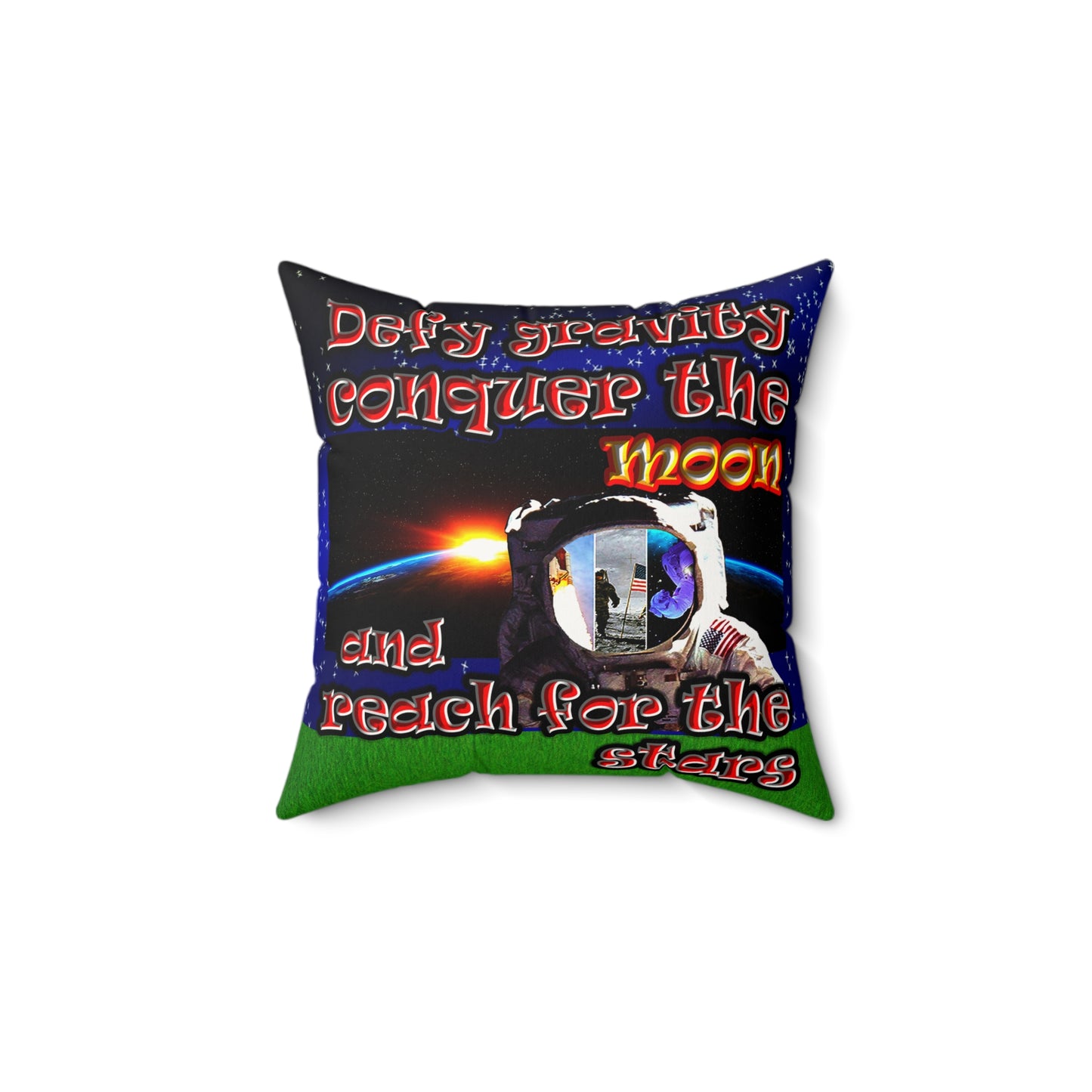 defy conquer reach - Faux Suede Square Pillow - ('snoops' background)