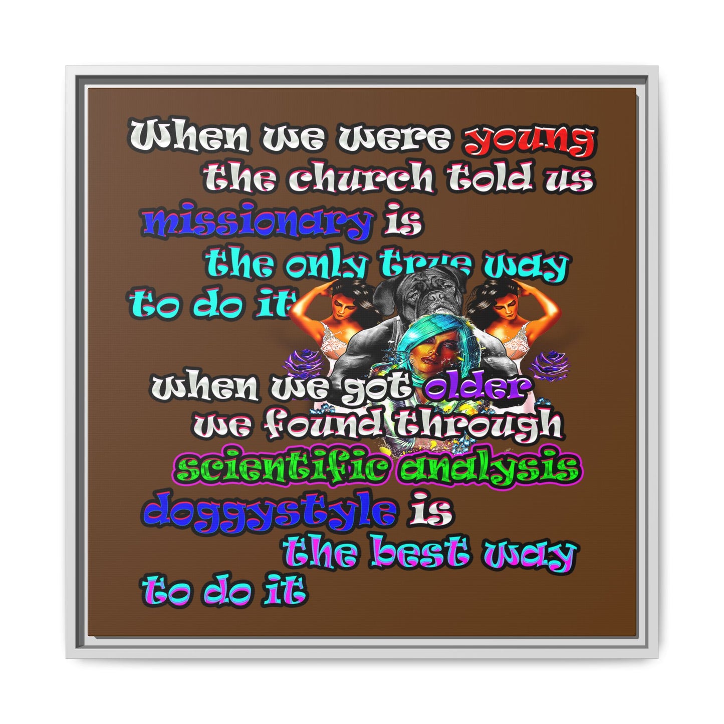 doggystyle - framed canvas art (brown)