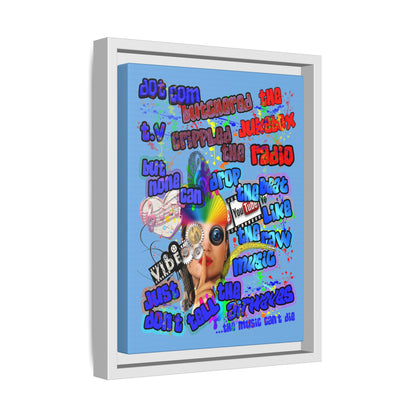 drop the beat - framed canvas art (light blue)