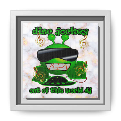 disc jockey - framed canvas art (white marble)