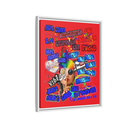 drop the beat - framed canvas art (red)