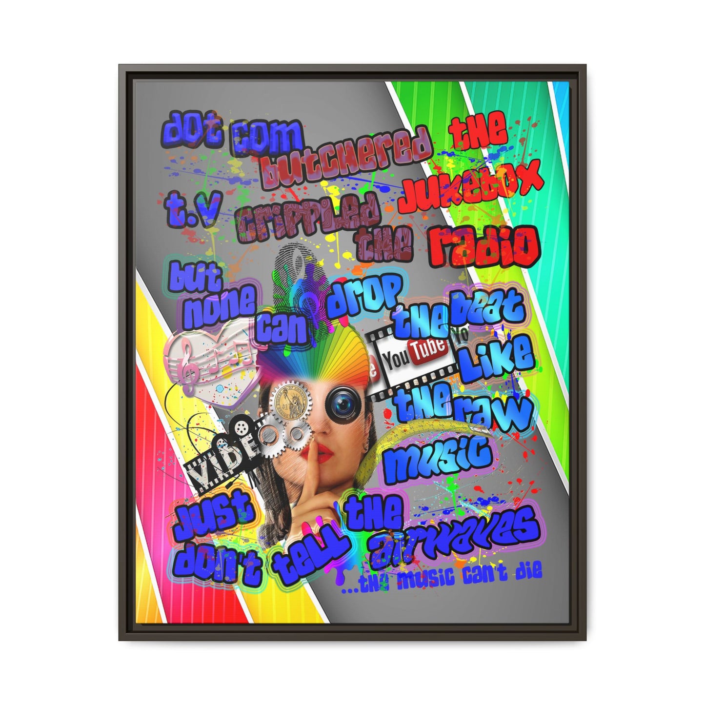 drop the beat - framed canvas art (rainbow split)