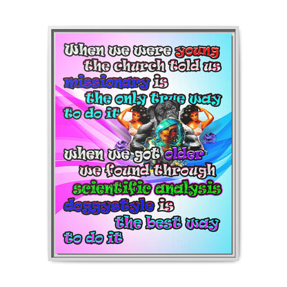 doggystyle - framed canvas art (light blue-pink wave)