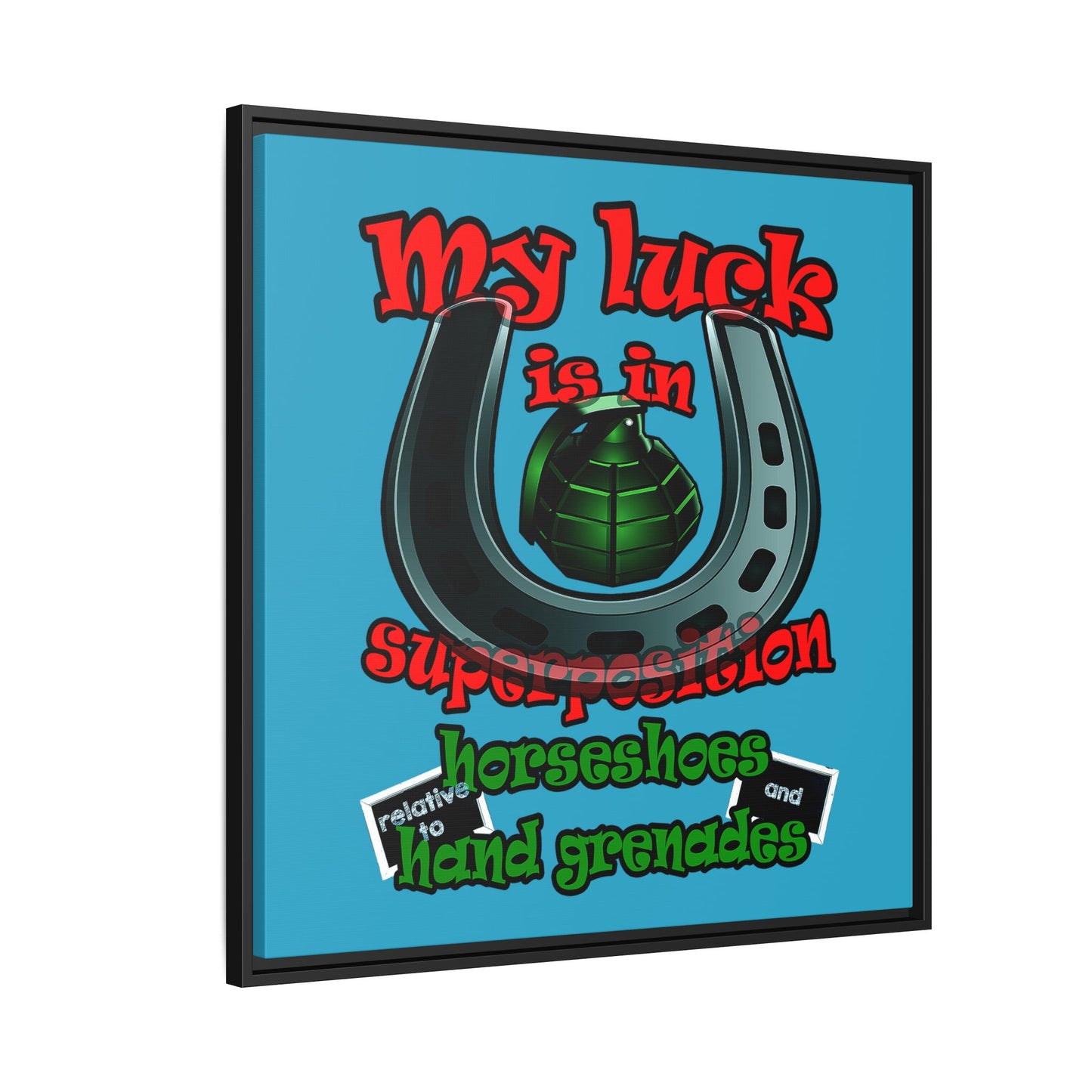my luck - framed canvas art (turquoise)