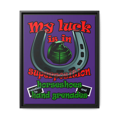 my luck - framed canvas art (purple)