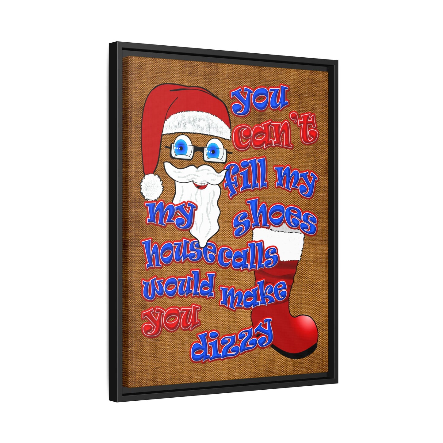 santa's shoes - framed canvas art (brown papyrus)