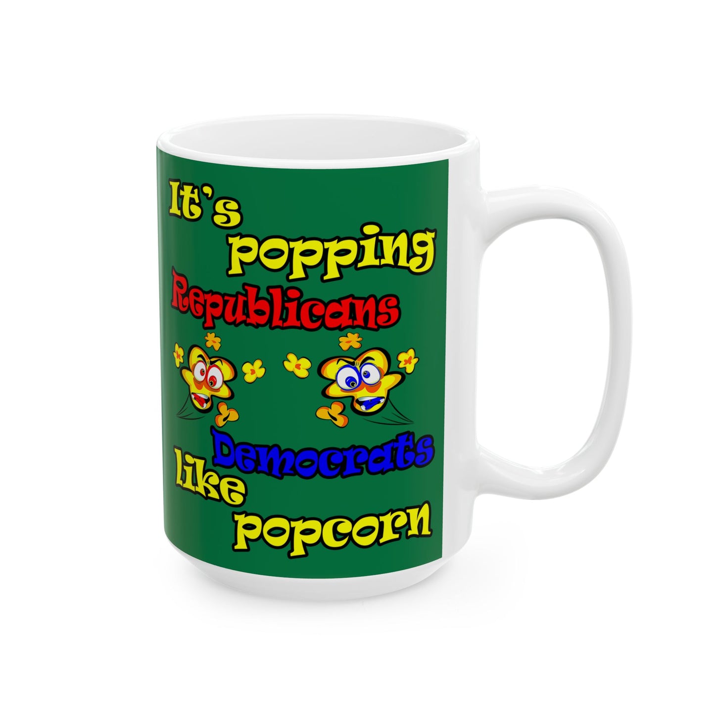 popping like popcorn - White Mug (dark green)