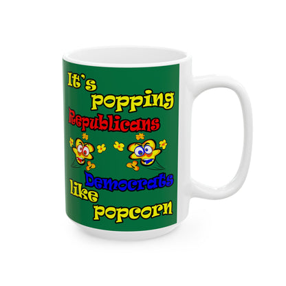 popping like popcorn - White Mug (dark green)