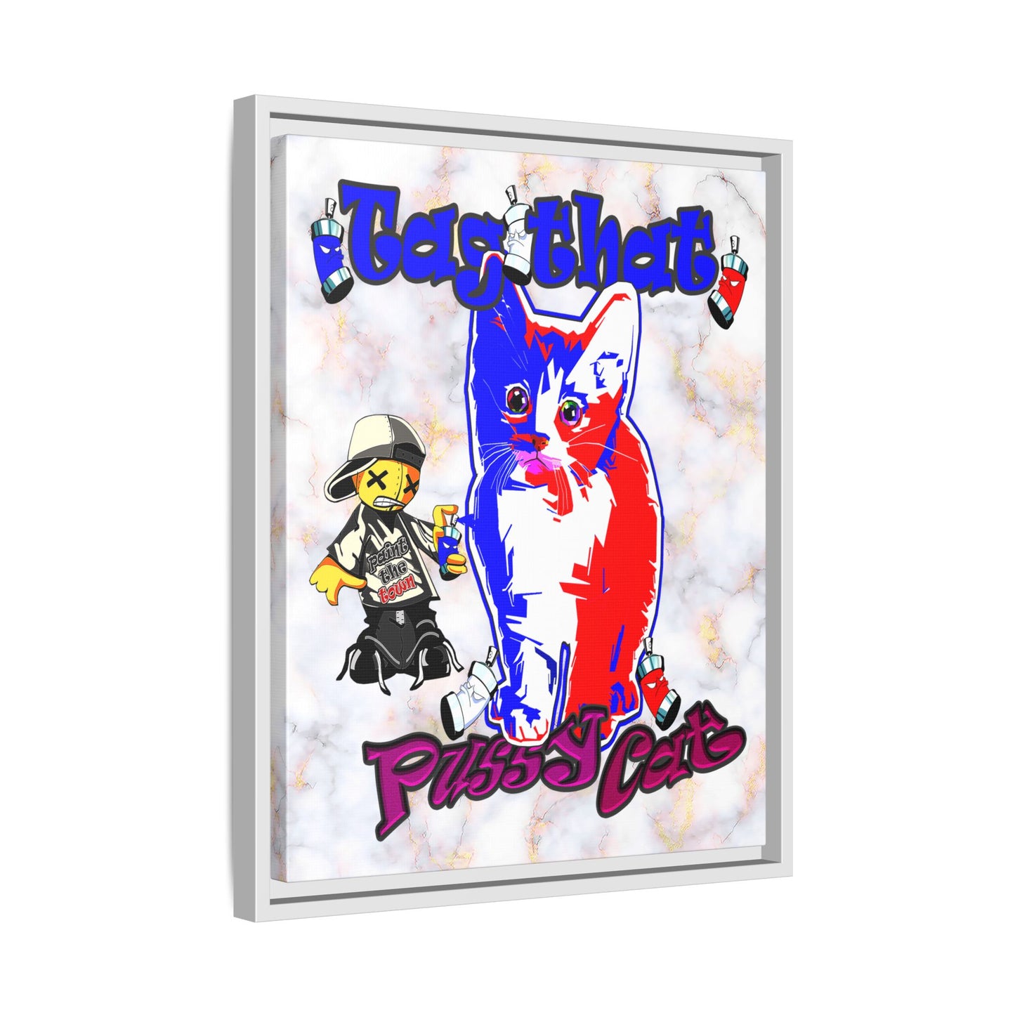 tag that - framed canvas art (white marble)