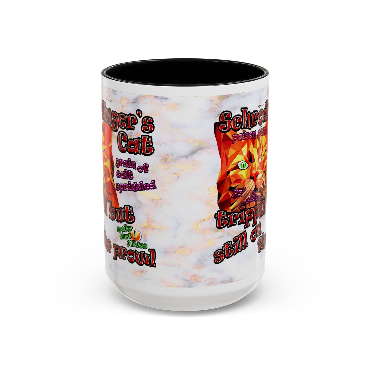 schrodinger's cat - Accent Mug (white marble)