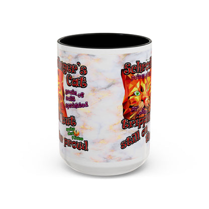 schrodinger's cat - Accent Mug (white marble)