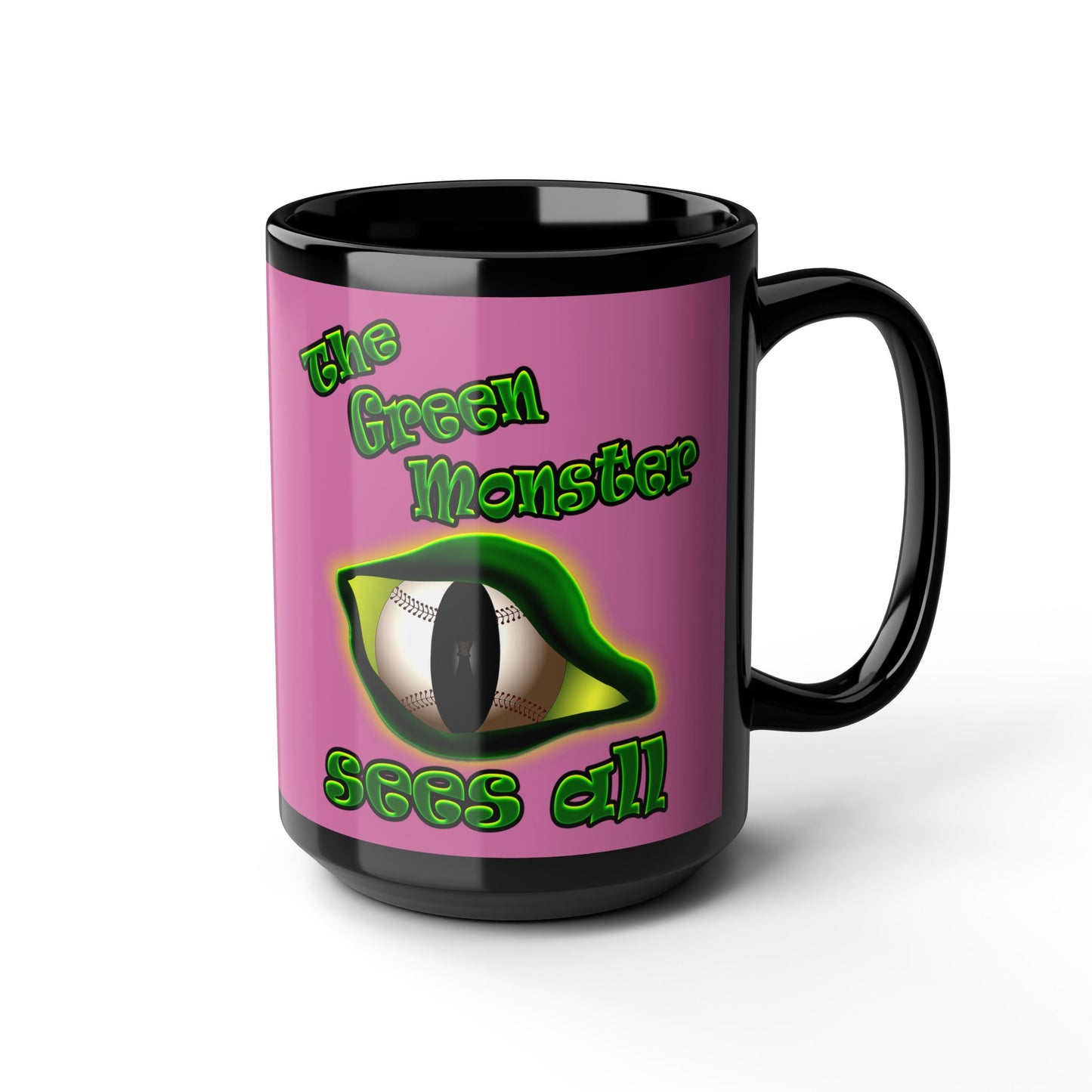 green monster - Black Mug (light pink)