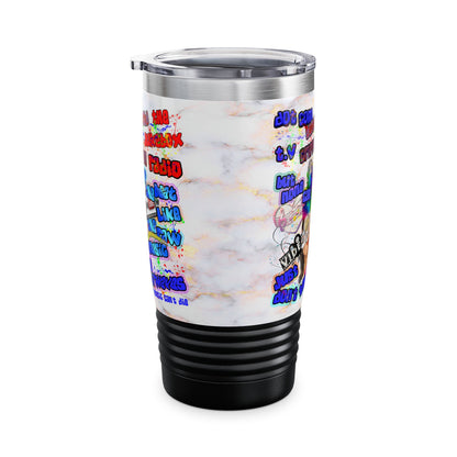 drop the beat - Ringneck Tumbler, 20oz  (white marble)