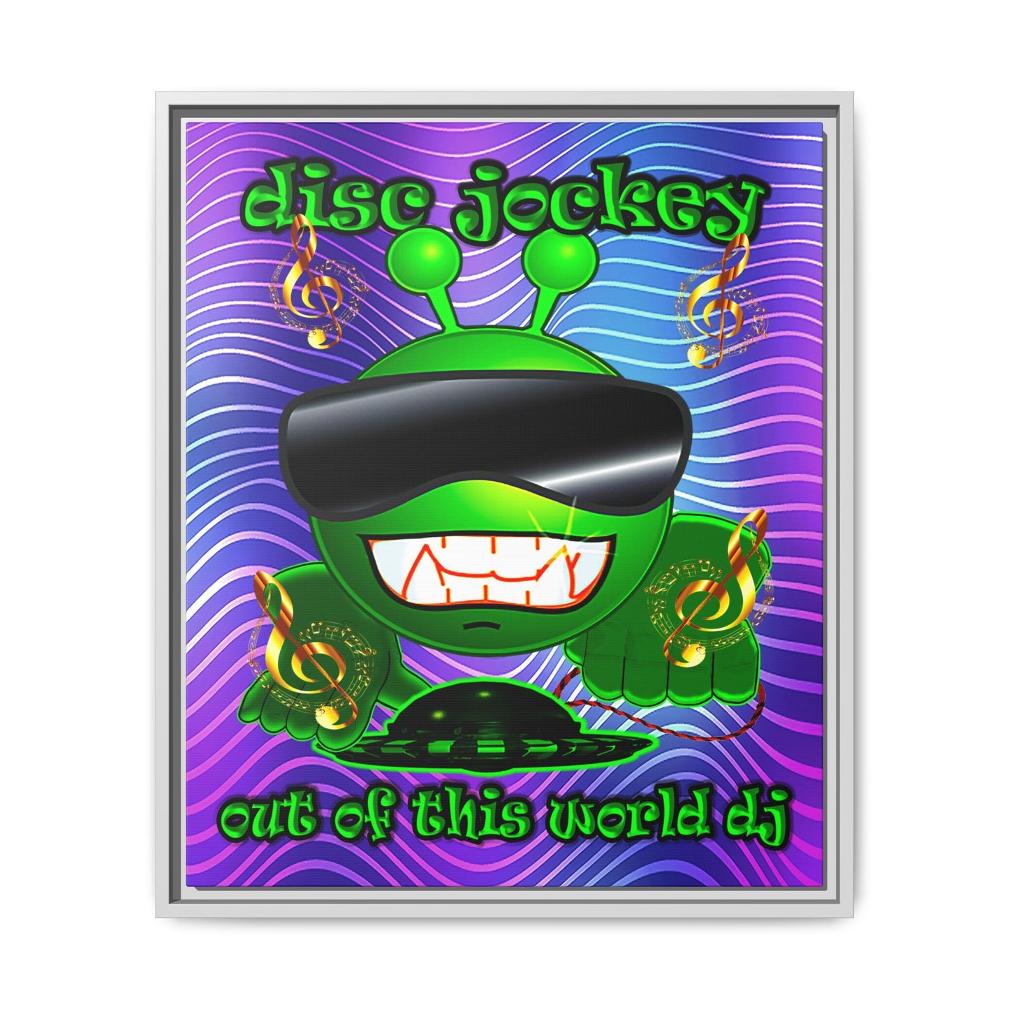 disc jockey - framed canvas art (purple wave)