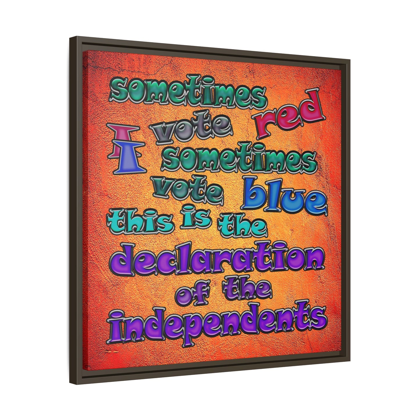 declaration of the independents - framed canvas art (burnt orange)