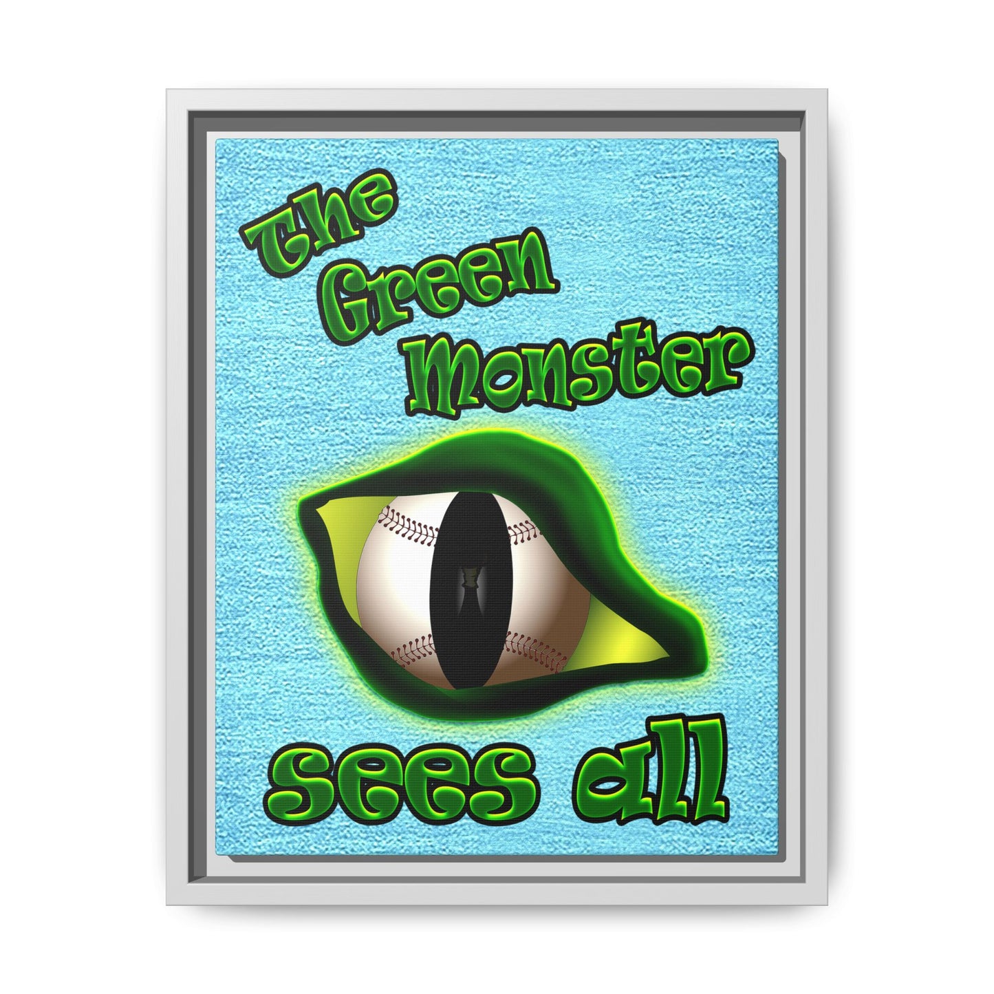 green monster - framed canvas art (faded blue)
