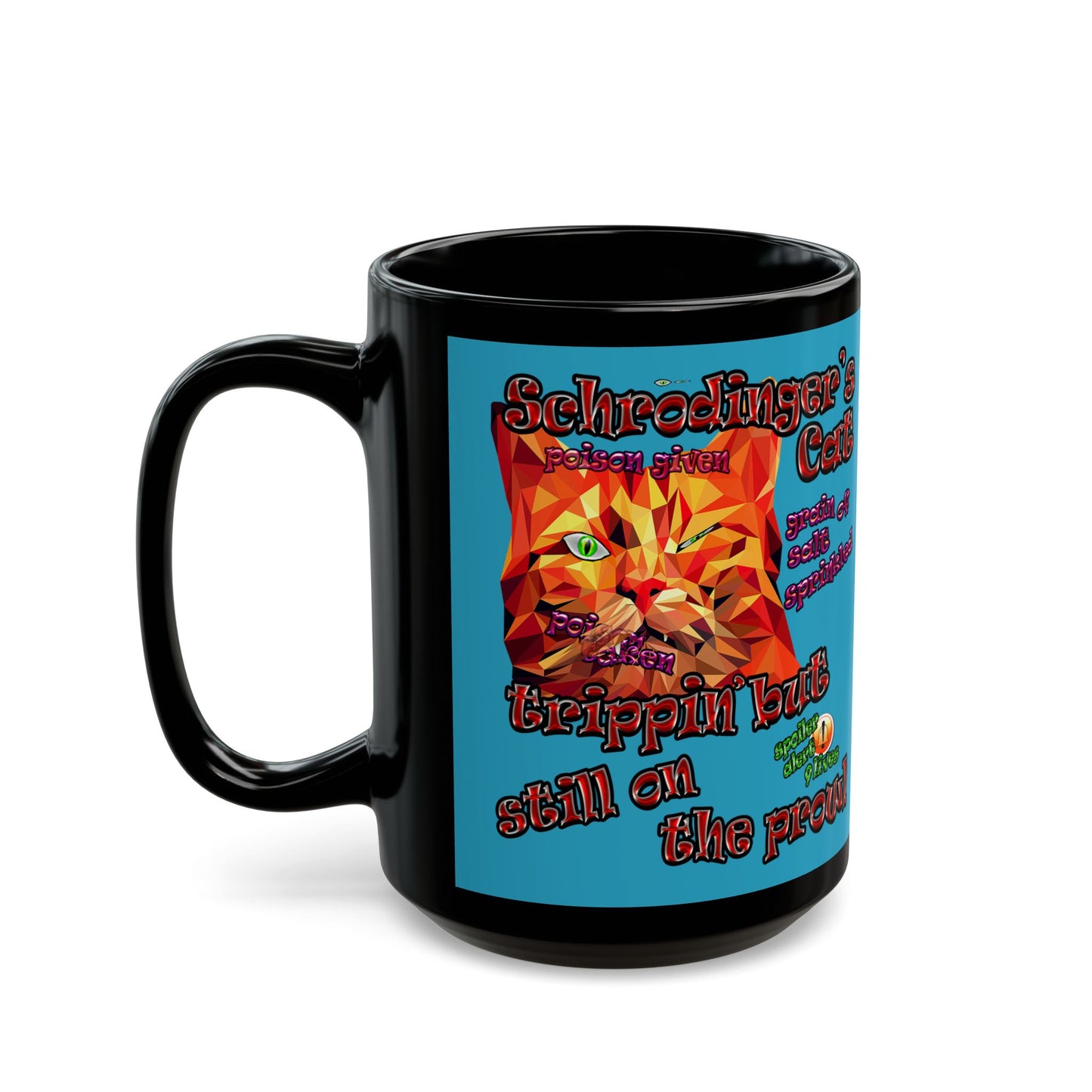 schrodinger's cat - Black Mug (turquoise)