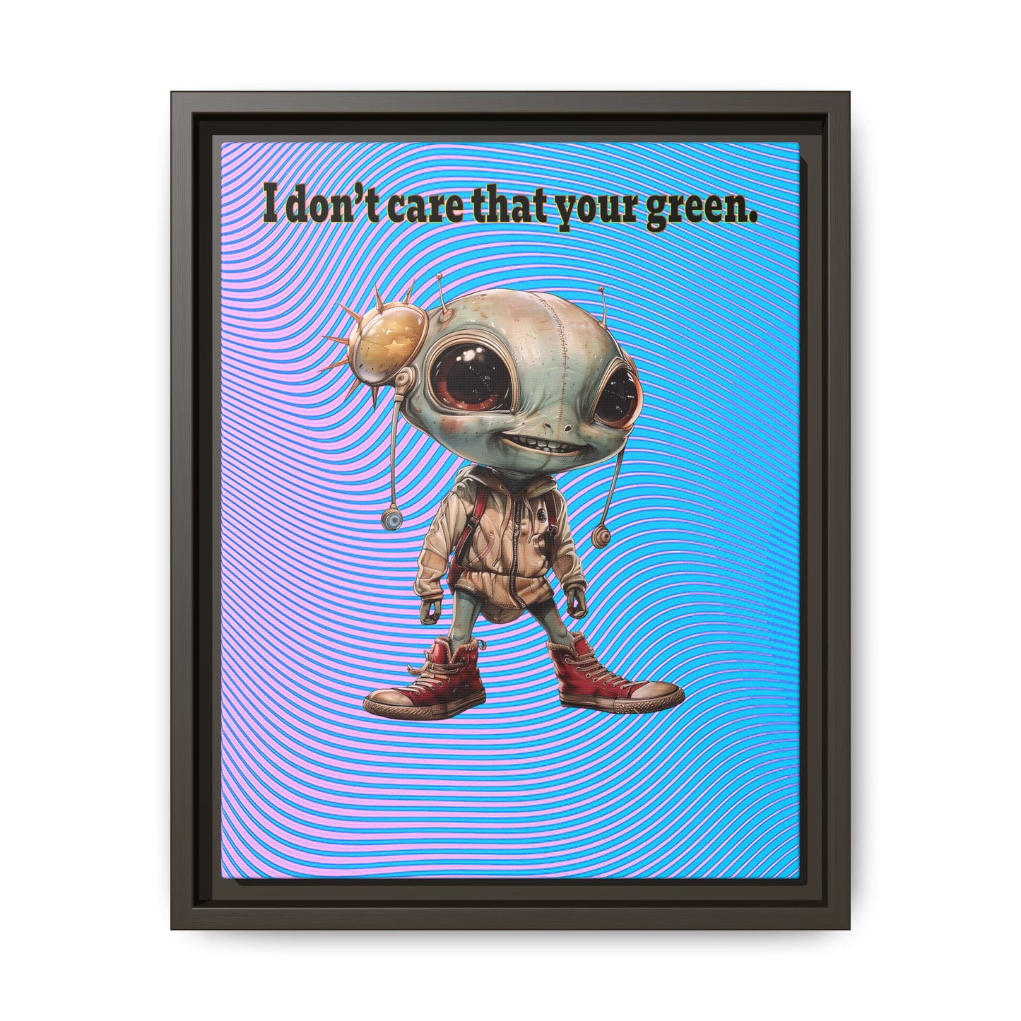 I don't care that your green - framed canvas art (light blue-purple wave)