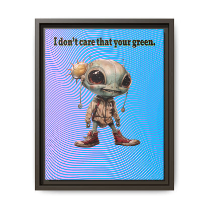 I don't care that your green - framed canvas art (light blue-purple wave)