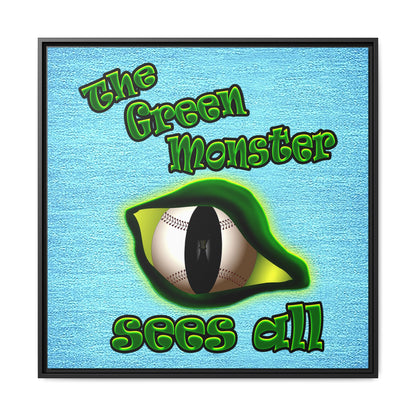 green monster - framed canvas art (faded blue)