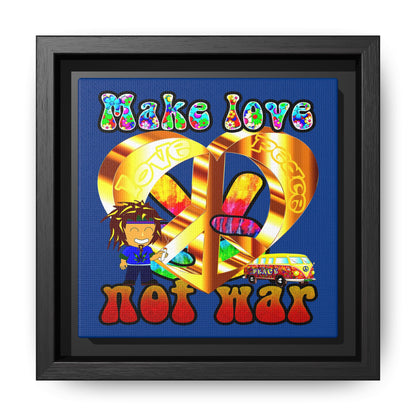 love peace - framed canvas art (dark blue)